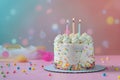 Birthday cake with three candles Royalty Free Stock Photo