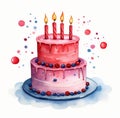 Birthday Cake With Three Candles Royalty Free Stock Photo