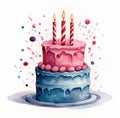 Birthday Cake With Three Candles Royalty Free Stock Photo
