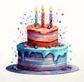 Birthday Cake With Three Candles Royalty Free Stock Photo