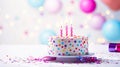 Birthday Cake With Two Candles and Confetti Royalty Free Stock Photo