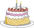 Birthday cake with two candles Royalty Free Stock Photo