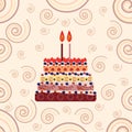 Birthday cake with two candles. Two years Royalty Free Stock Photo