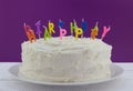 Birthday cake with unlit candles Royalty Free Stock Photo