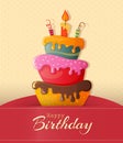 Birthday cake vector card with cake