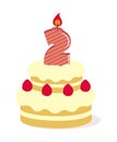 Birthday cake illustration / 2 years old