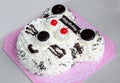 Birthday Cake in white bear head shape on gray box background
