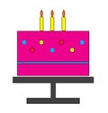 Birthday cake white candles icon vector