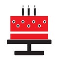 Birthday cake white candles icon vector