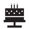 Birthday cake white candles icon vector