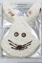 Birthday cake white rabbit shaped Royalty Free Stock Photo