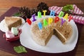 Birthday cake on a wooden table