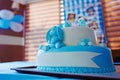 Birthday cake for 1 year old boy Royalty Free Stock Photo