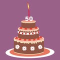 Birthday cake, 50 year, vector illustration