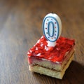 Birthday cake with zero shaped candle Royalty Free Stock Photo