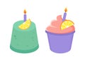 Birthday Cakes Collection Vector Illustration Royalty Free Stock Photo