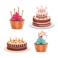 birthday cakes and cupcakes candles lettering celebration and decoration