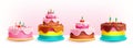 Birthday cakes set vector design. Birthday cake collection with colorful and yummy flavor. Royalty Free Stock Photo