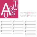 Birthday calendar august