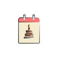 birthday in the calendar colored icon. Element of birthday icon for mobile concept and web apps. Color birthday in the calendar ic Royalty Free Stock Photo