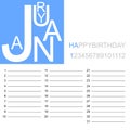 Birthday calendar january