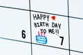 Birthday calendar reminder isolated memo