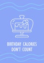 Birthday calories do not count postcard with linear glyph icon Royalty Free Stock Photo