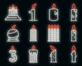 Birthday candle icons set vector neon