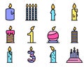 Birthday candle icons vector flat