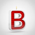 Birthday candle letter B uppercase isolated on white background. Royalty Free Stock Photo