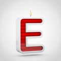 Birthday candle letter E uppercase isolated on white background. Royalty Free Stock Photo