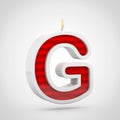 Birthday candle letter G uppercase isolated on white background. Royalty Free Stock Photo