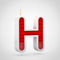 Birthday candle letter H uppercase isolated on white background. Royalty Free Stock Photo