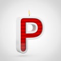 Birthday candle letter P uppercase isolated on white background. Royalty Free Stock Photo