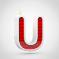 Birthday candle letter U uppercase isolated on white background. Royalty Free Stock Photo