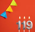 Birthday card - Number 119 candle in orange background