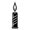 Birthday candle silhouette in black color. Vector template for tattoo or laser cutting