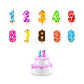 Birthday candles . Birthday cake with numeral candles