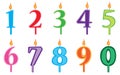 Birthday candles cartoon numbers set. Candles numbers. Royalty Free Stock Photo