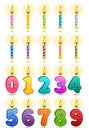 Birthday candles icons set