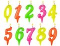 Birthday candles number set isolated Royalty Free Stock Photo