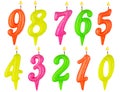 Birthday candles number set isolated Royalty Free Stock Photo