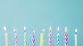 Birthday candles in a row isolated with copy space Royalty Free Stock Photo