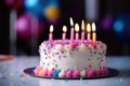 birthday candles unlit on a decorated cake Royalty Free Stock Photo