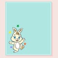 Birthday car invitation cute rabbit starts background vector