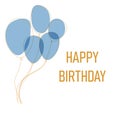 Birthday card with abstract blue balloons and text Royalty Free Stock Photo