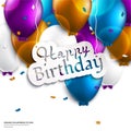 Birthday card with balloons and birthday text. Royalty Free Stock Photo