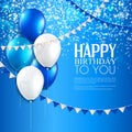 Birthday card with balloons, and birthday text. Royalty Free Stock Photo