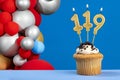 Birthday card with balloons - Candle number 119 Royalty Free Stock Photo