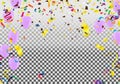 Birthday Card with Balloons , Confetti and Curling Streamer or Party Serpentine . Isolated eps.10Vector Illustration Royalty Free Stock Photo